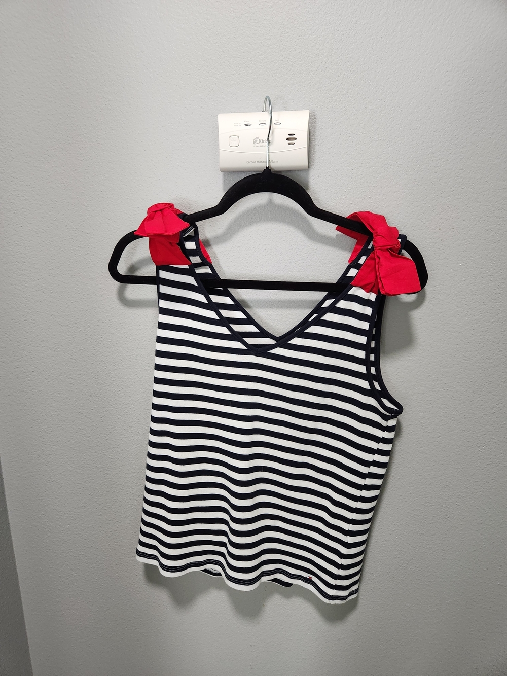 Tommy Hilfiger Navy and White Striped Tank with Red Shoulder Bows